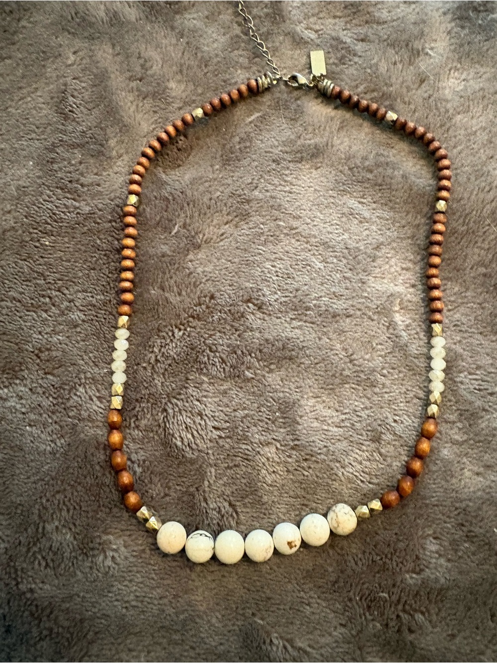 Bella Canvas Cream and Brown Beaded Necklace